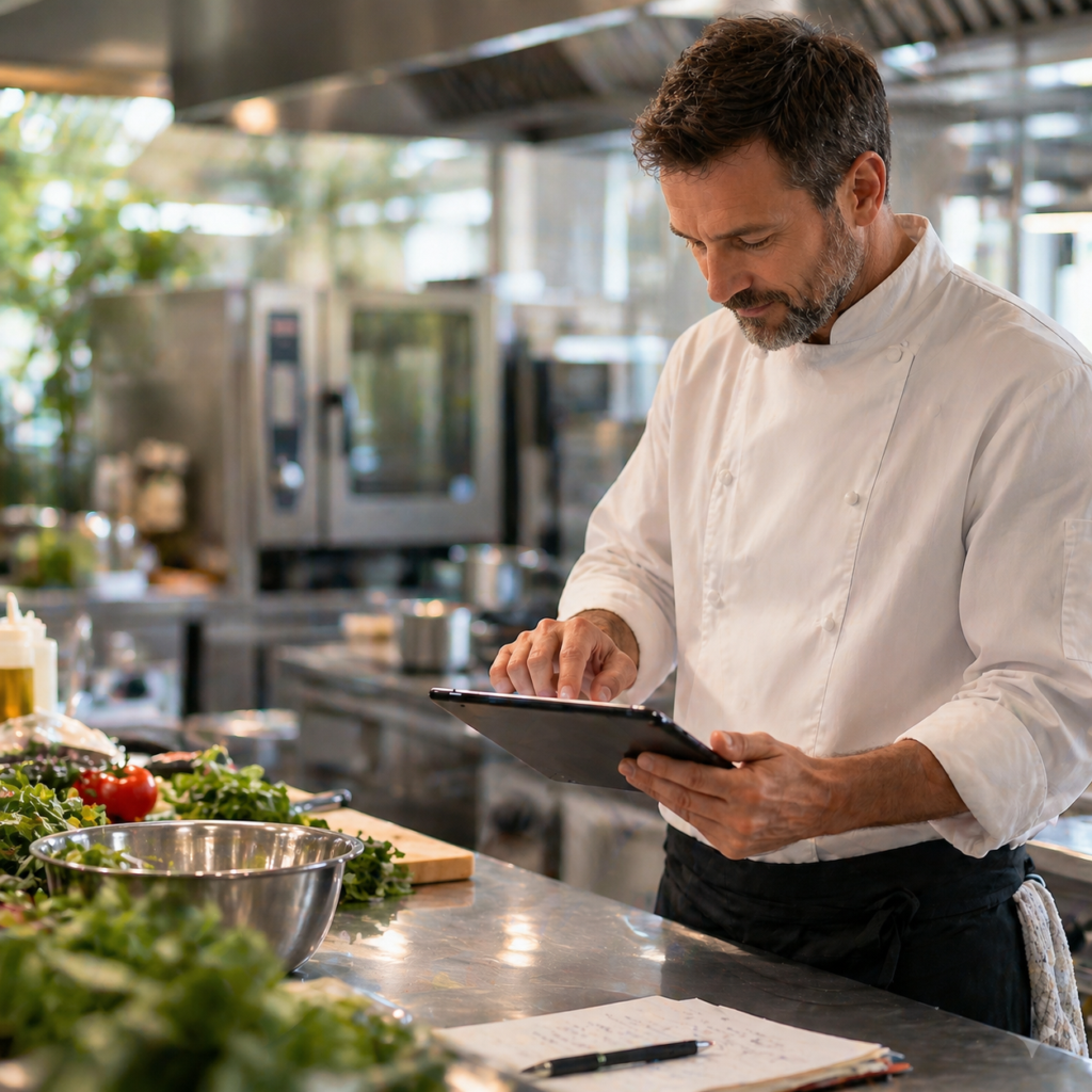 chef tablet, modern kitchen